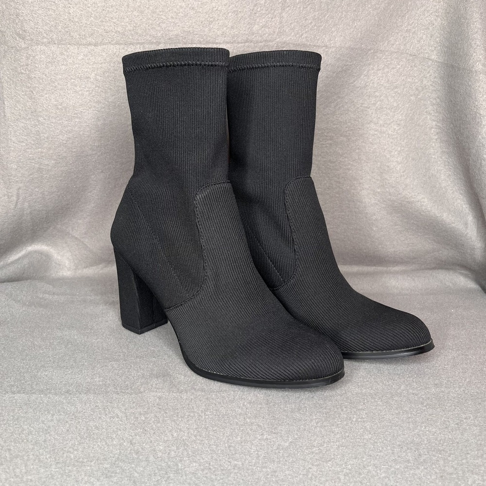 Chinese Laundry Fly Knit Booties Dress Boots Black 2" Heel Sz 6.5